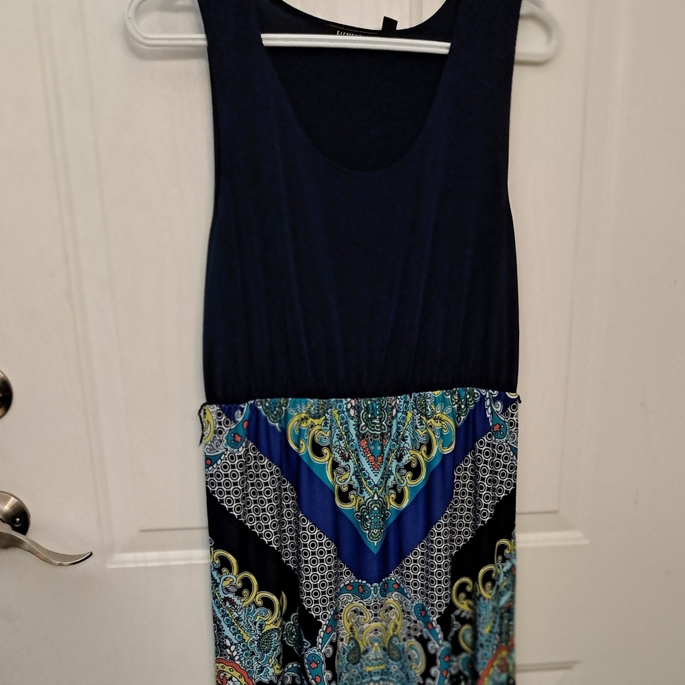 Elegant Blue Patterned Maxi Dress